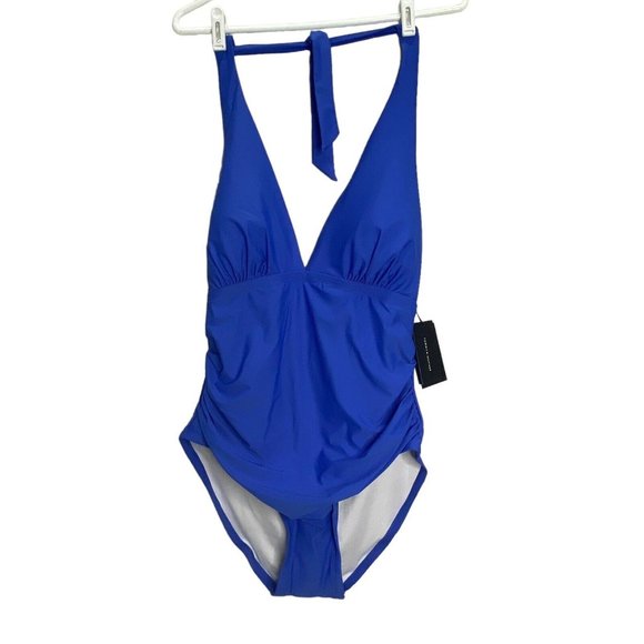 New Tommy Hilfiger Women's 16 Halter One Piece Padded Swimsuit 50+ UPF/SPF - Picture 2 of 10